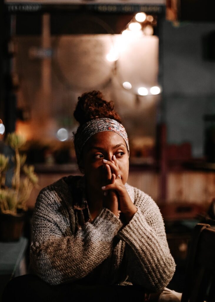 A woman thinking